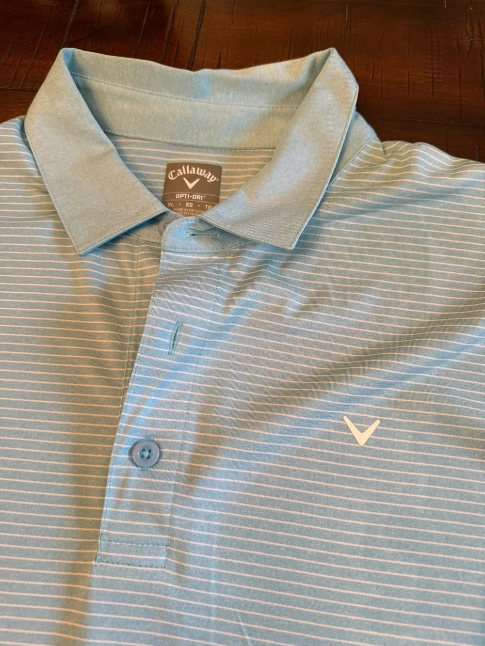 Callaway Light Blue Thin-Stripe Men’s Polo
